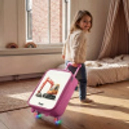 Graafmachine - Getekend - Oranje Kinderkoffer - Roze klein -sfeer1