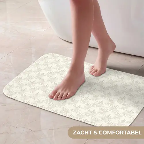 Patroon - Bloemen - Beige Badmat klein 997 -USP_ZachtNL