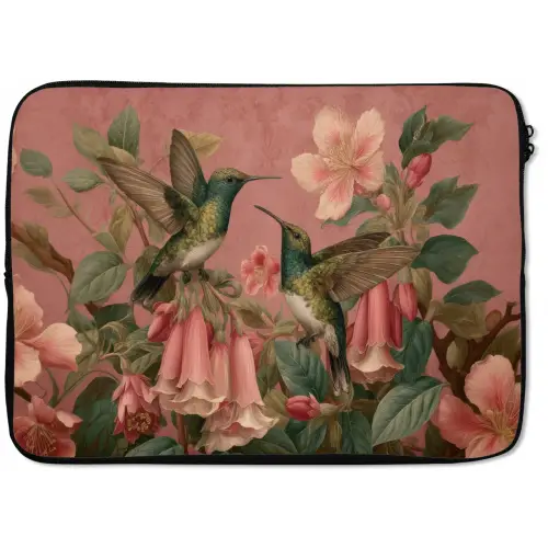 Kolibries - Bloemen - Groen - Roze laptophoes neopreen klein -zkaufland3dotto