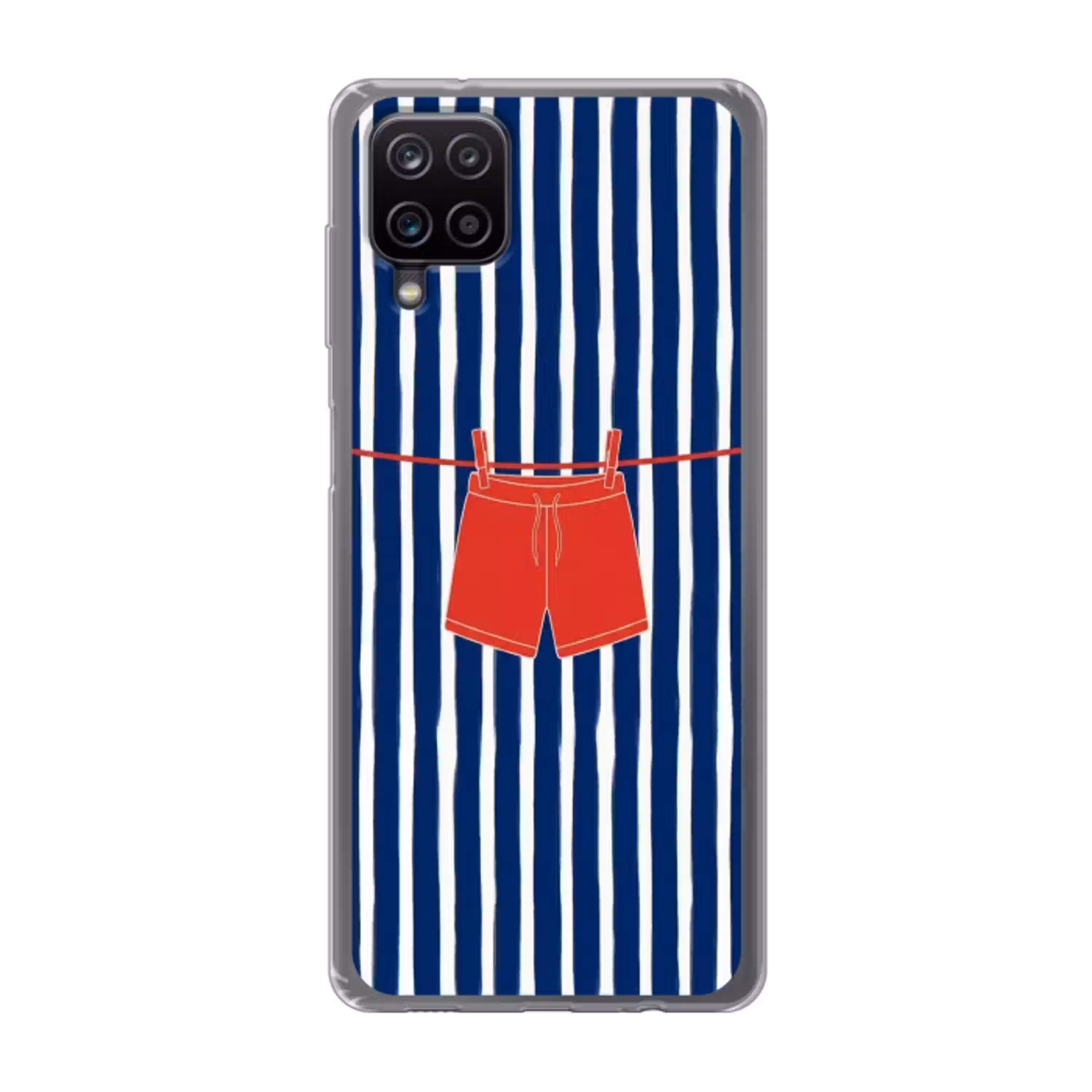 Shorts - Waslijn - Zomer - Illustratie - Rood Telefoonhoesje Samsung Galaxy A12 klein -3d