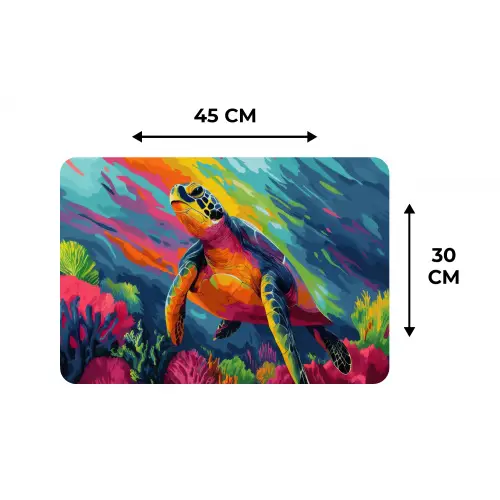 Koraal - Schildpad - Abstract - Water Placemat vinyl groot -specs
