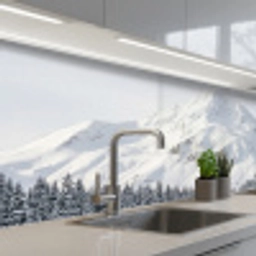 Berg - Sneeuw - Winter - Natuur - Wit keuken achterwand 2 middel -3d_schuin