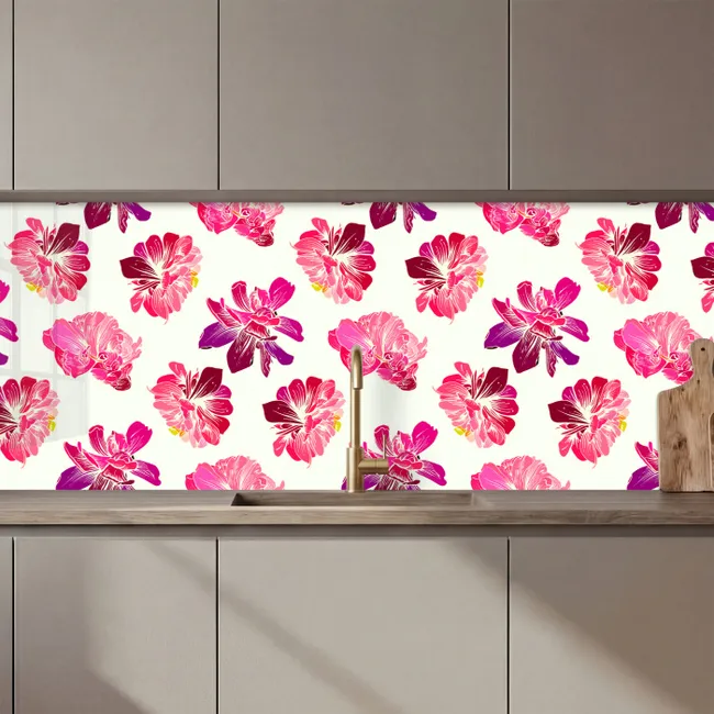 Revestimiento cocina - Flores - Rosa - Patrón