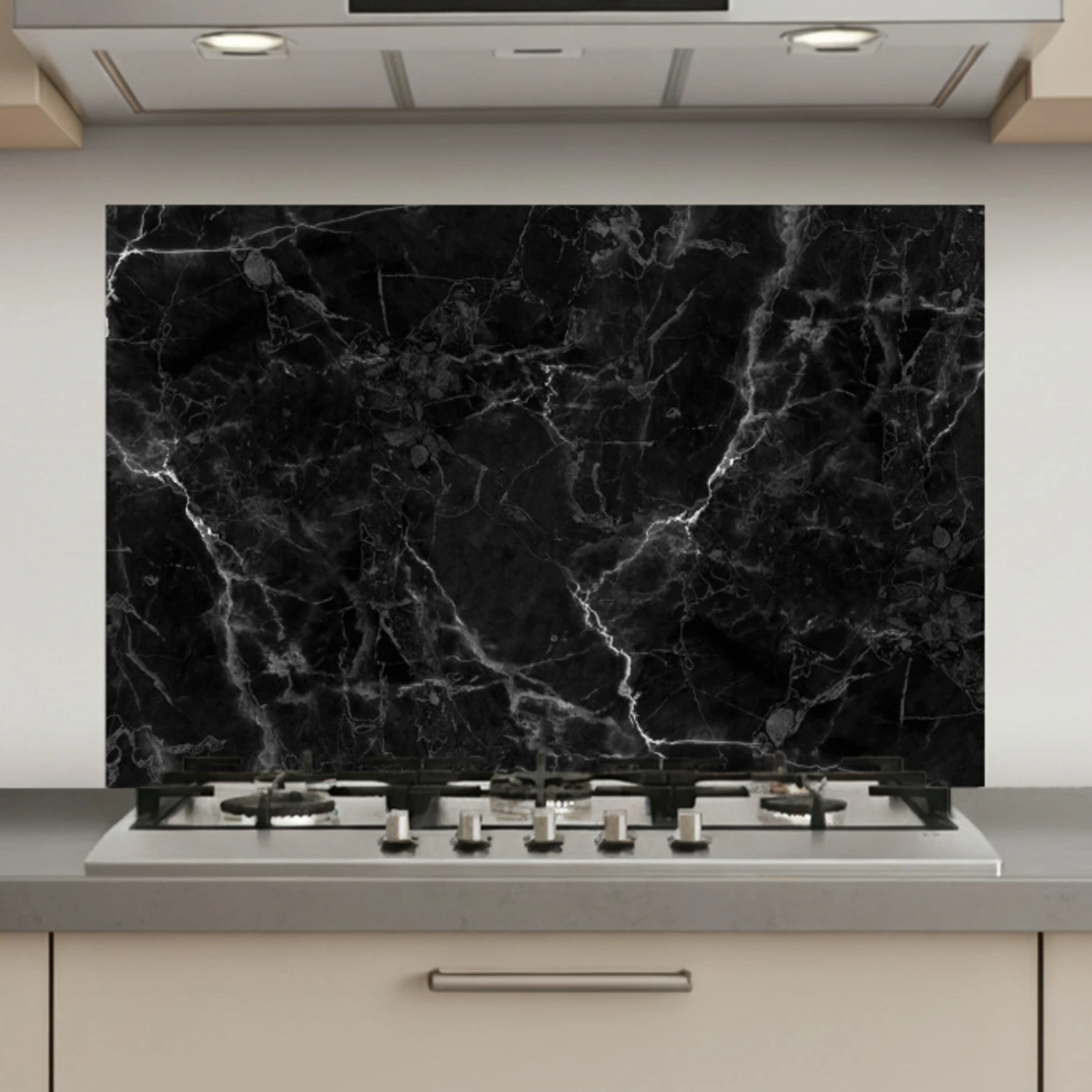 Marmer look - Luxe - Zwart keuken achterwand spatscherm klein -3d_website