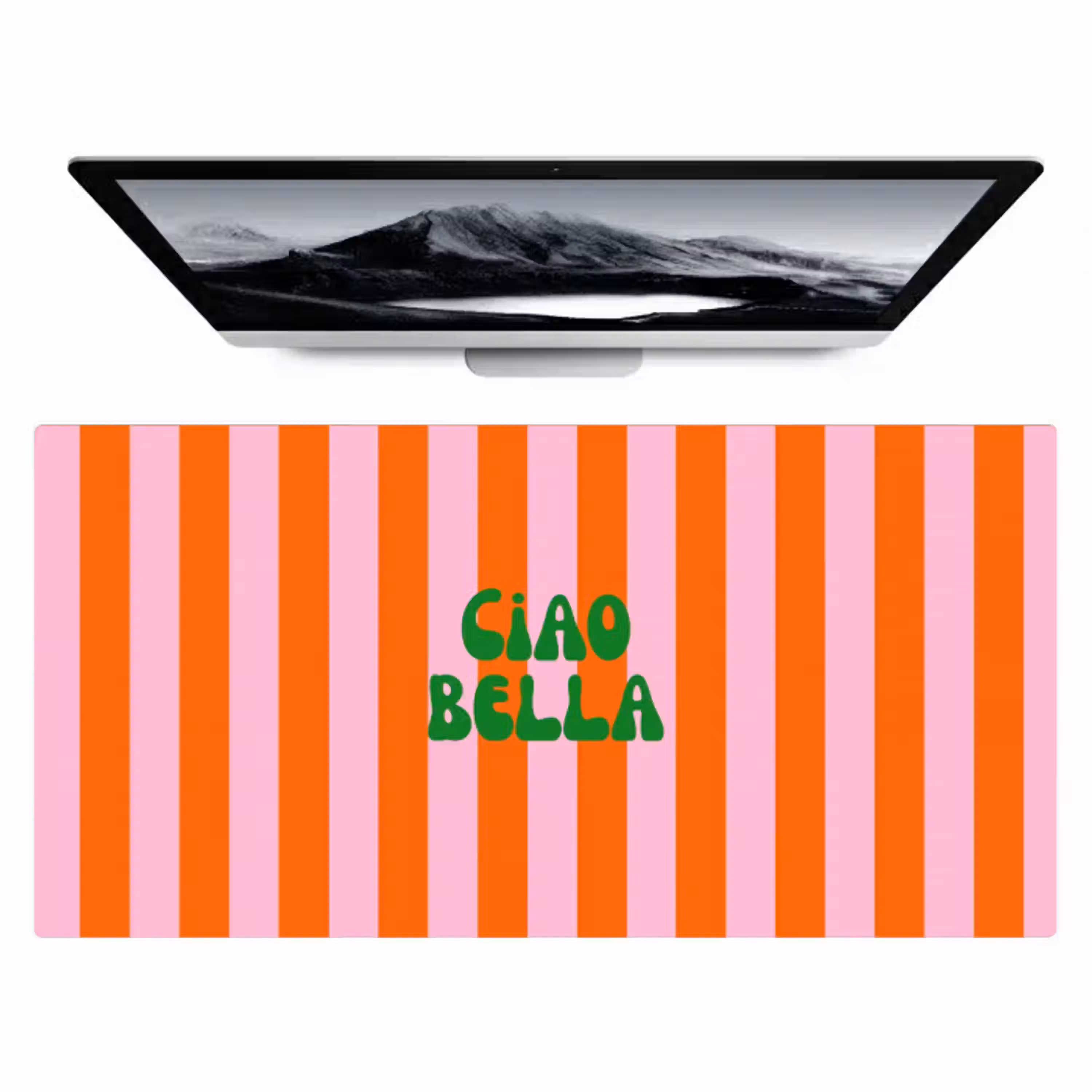 Strepen - Oranje - Verticaal - Ciao bella Muismat XXL klein -zzz3d