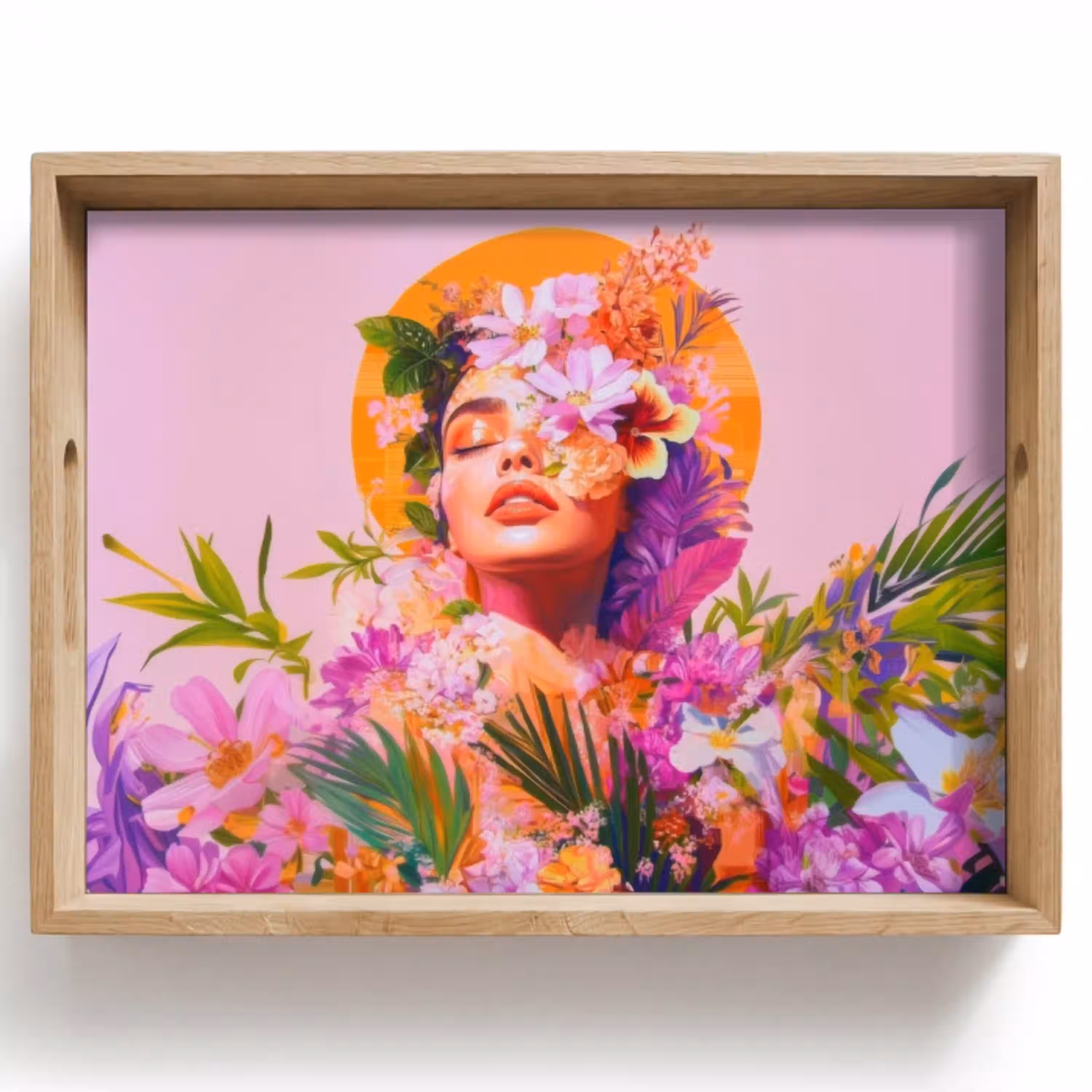 Vrouw - Abstract - Cirkel - Bloemen Dienblad Rechthoek middel -z3d_shopping