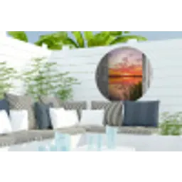 Landschap - Zonsondergang - Water - Doorkijk Wandcirkel tuinposter met ringen klein -buiten2