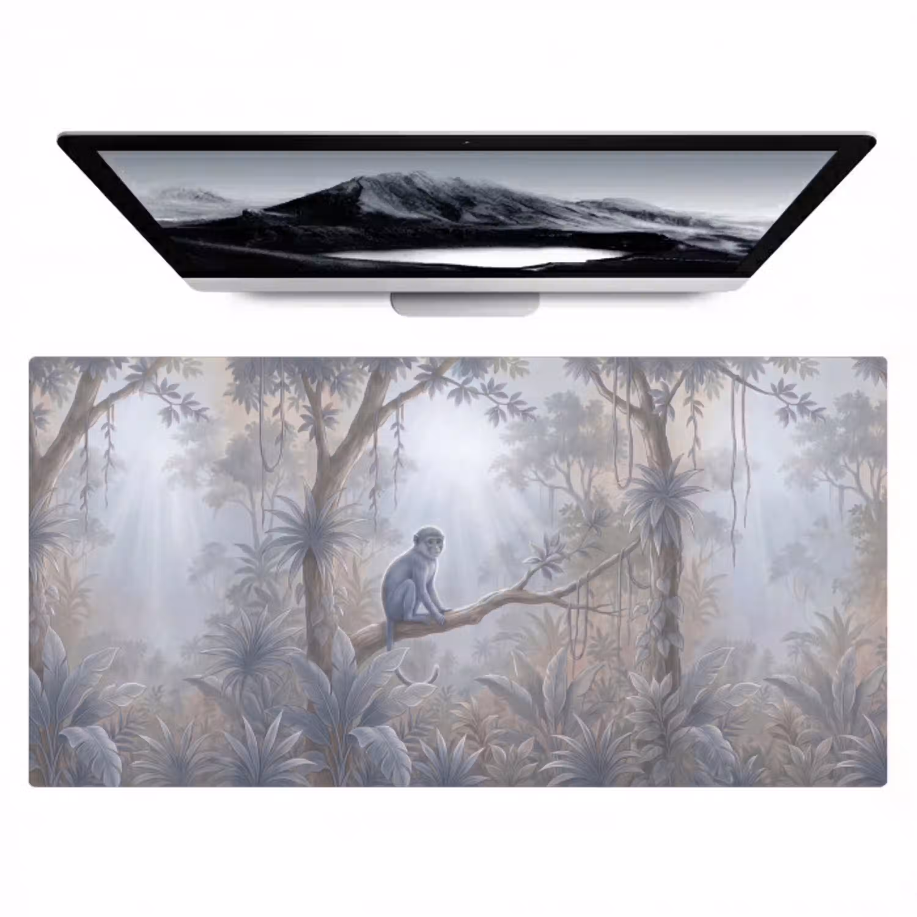 Aap - Boom - Jungle - Natuur - Grijs Muismat XXL klein -zzz3d