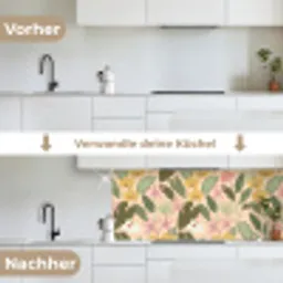 Patroon - Bloemen - Kleurrijk keuken achterwand 2 middel -voor-na_DE