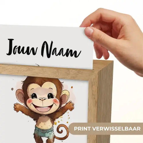 Aap - Bruin - Waterverf - Dieren - Meiden - Jongens Light Box met kabel (Kinderlampje) klein -USP_websiteprintNL