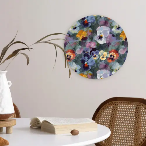 Pastel - Viooltjes - Groen - Patroon Wandcirkel kunststof plaat 5mm dik klein 188 -sfeer4