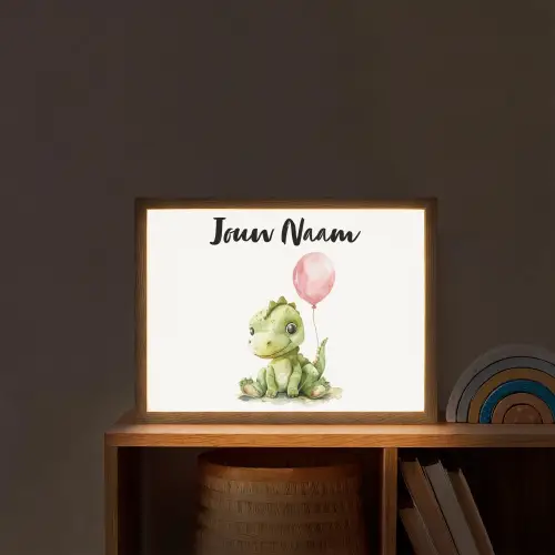 Draak - Baby dier - Roze ballon Light Box met batterij (Wandlamp kind) middel -sfeer1_kind