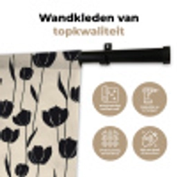 Tulpen - Patroon - Zwart Wandkleed katoen klein 269 -sfeer2