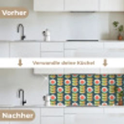 Retro - Bloemen - Scandinavisch keuken achterwand 2 middel 871 -voor-na_DE