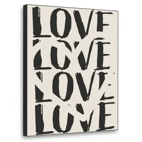 Love - Hart - Beige Textielframe zwart klein -3d
