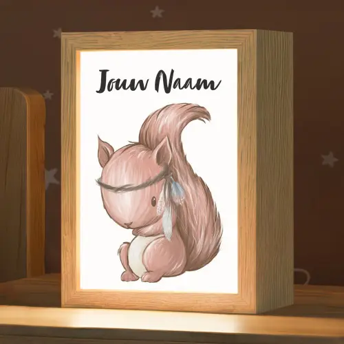 Eekhoorn - Dier - Bosdieren - Bruin Light Box met kabel (Kinderlampje) klein -zzz_3d_website