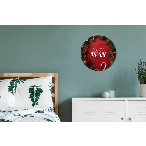 Kerst - Quote - Rood - Kerstballen Wandcirkel aluminium klein -slaapkamer