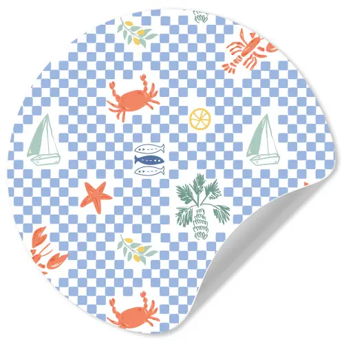 Zee - Sfeer -  Zeilboot - Blauw Wandcirkel behangsticker klein 186 -3d