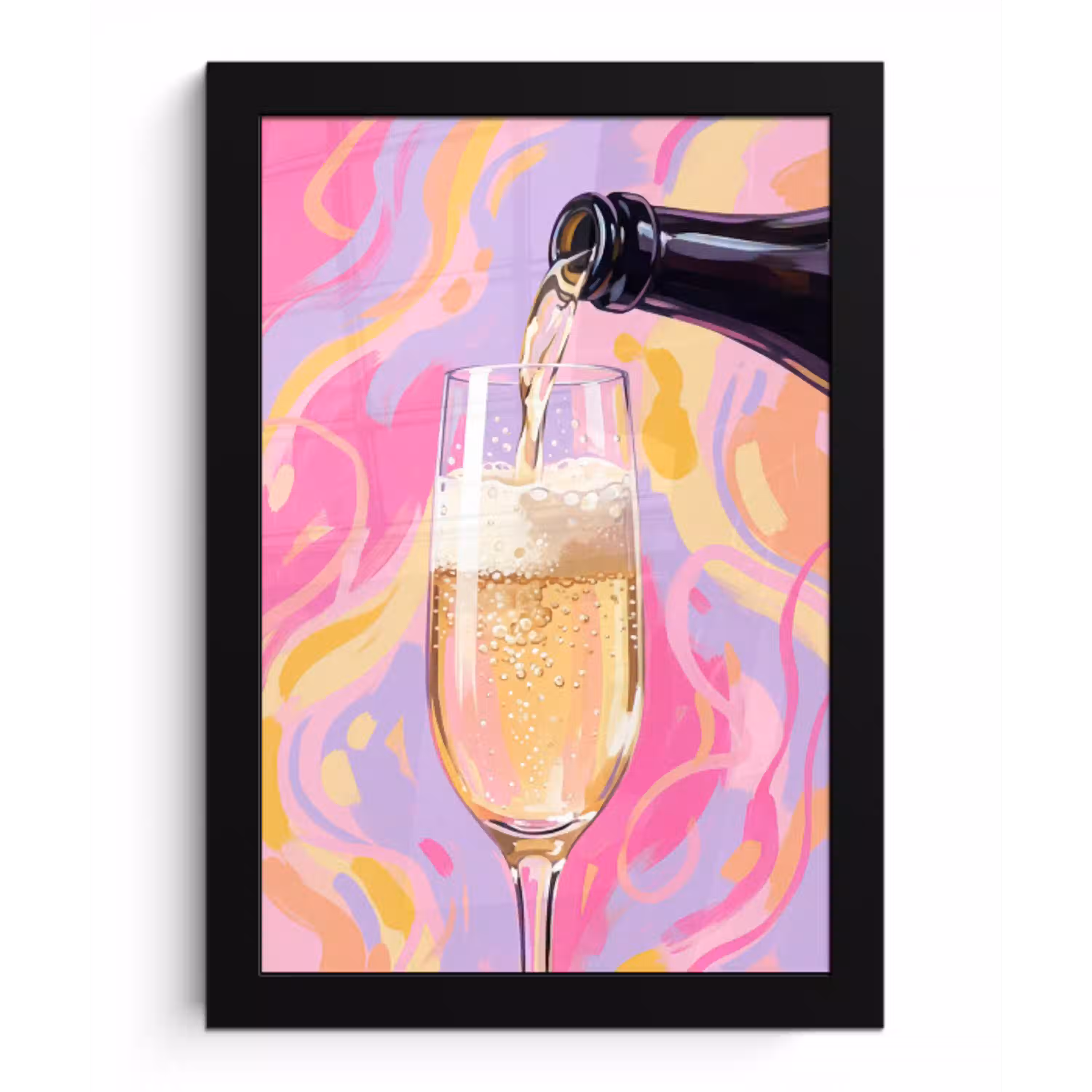 Drank - Inschenken - Feest - Abstract - Roze fotolijst zwart zonder passe partout klein -3d