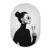Vrouw - Champagne - Modern Wandcirkel Ovaal Glas middel -3d