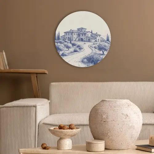 Rustiek - Landgoed - Blauw Akoestische PET Vilt - Rond klein -sfeer1