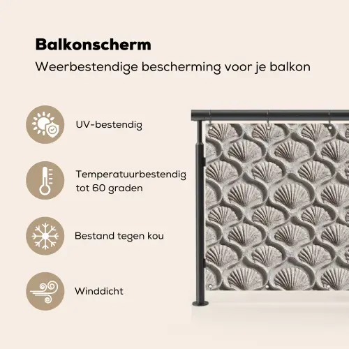 Zand - Schelpenvorm - Grijs Balkonbeschermer Duitsland klein 596 -specs_NL