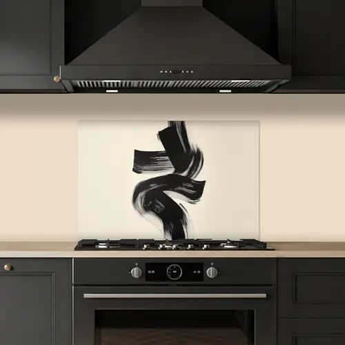 Strepen - Zwart - Abstract keuken achterwand spatscherm klein -sfeer1