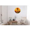 Zonnebloem - Mozaïek - Zonsondergang - Geel Wandcirkel aluminium klein -woonkamer