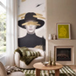 Vrouw - Portret - Modern - Goud - Kunst Behang Vlies klein -sfeer2