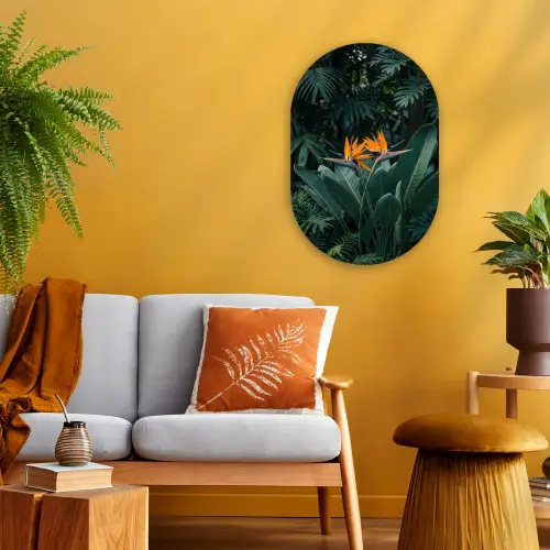 Paradijsvogel - Bloem - Exotisch Wandcirkel Ovaal Forex klein -sfeer4