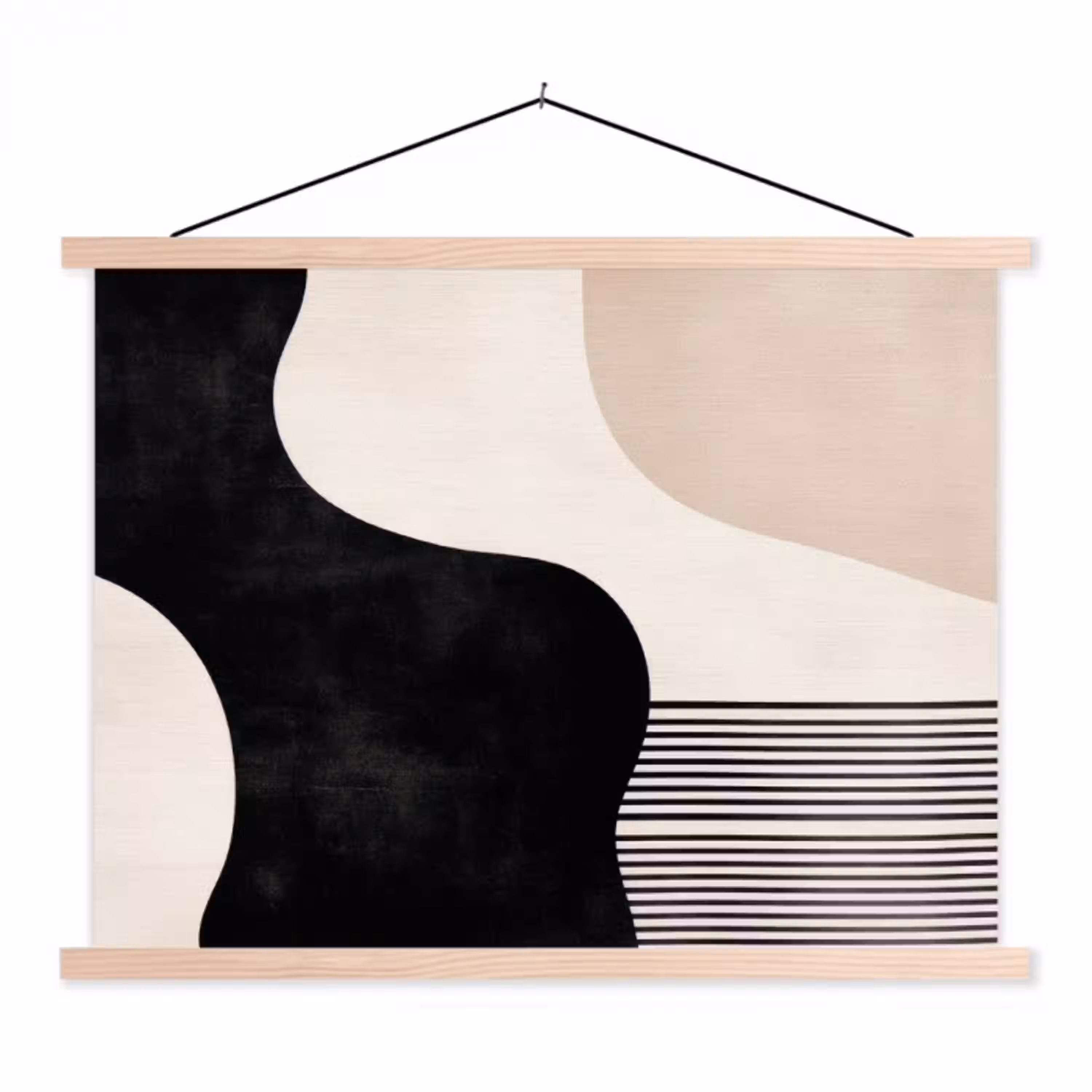 Abstract - Japandi - Beige - Modern textielposter latten blank klein -3d