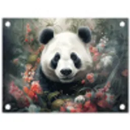 Panda - Wilde dieren - Bloemen - Natuur tuinposter los doek klein -3d