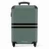 Groene achtergrond met dubbele zwarte horizontale strepen NBS - Handbagage koffer - Volwassenen Unisex middel -productfoto_recht