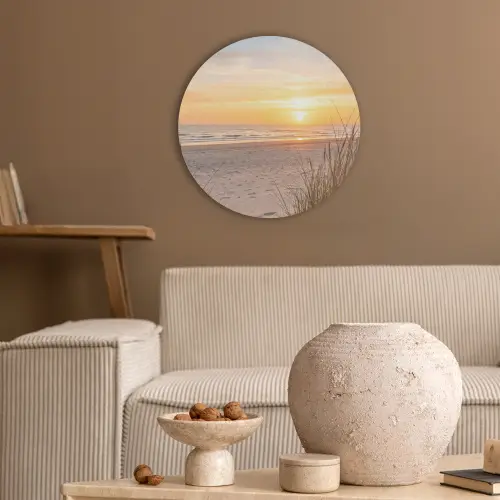 Zonsondergang - Duinen - Zee Akoestische PET Vilt - Rond klein -sfeer1