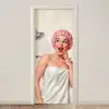 Vrouw - Douche - Roze deurposter klein -3d_beige
