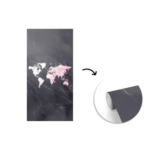 Wereldkaart - Roze - Marmer fotobehang vinyl groot -3d