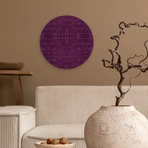 Krokodil - Leer - Aubergine - Paars Wandcirkel plexiglas klein 852 -sfeer1