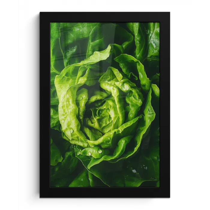 Groente - Sla - Groen fotolijst zwart zonder passe partout klein -3d