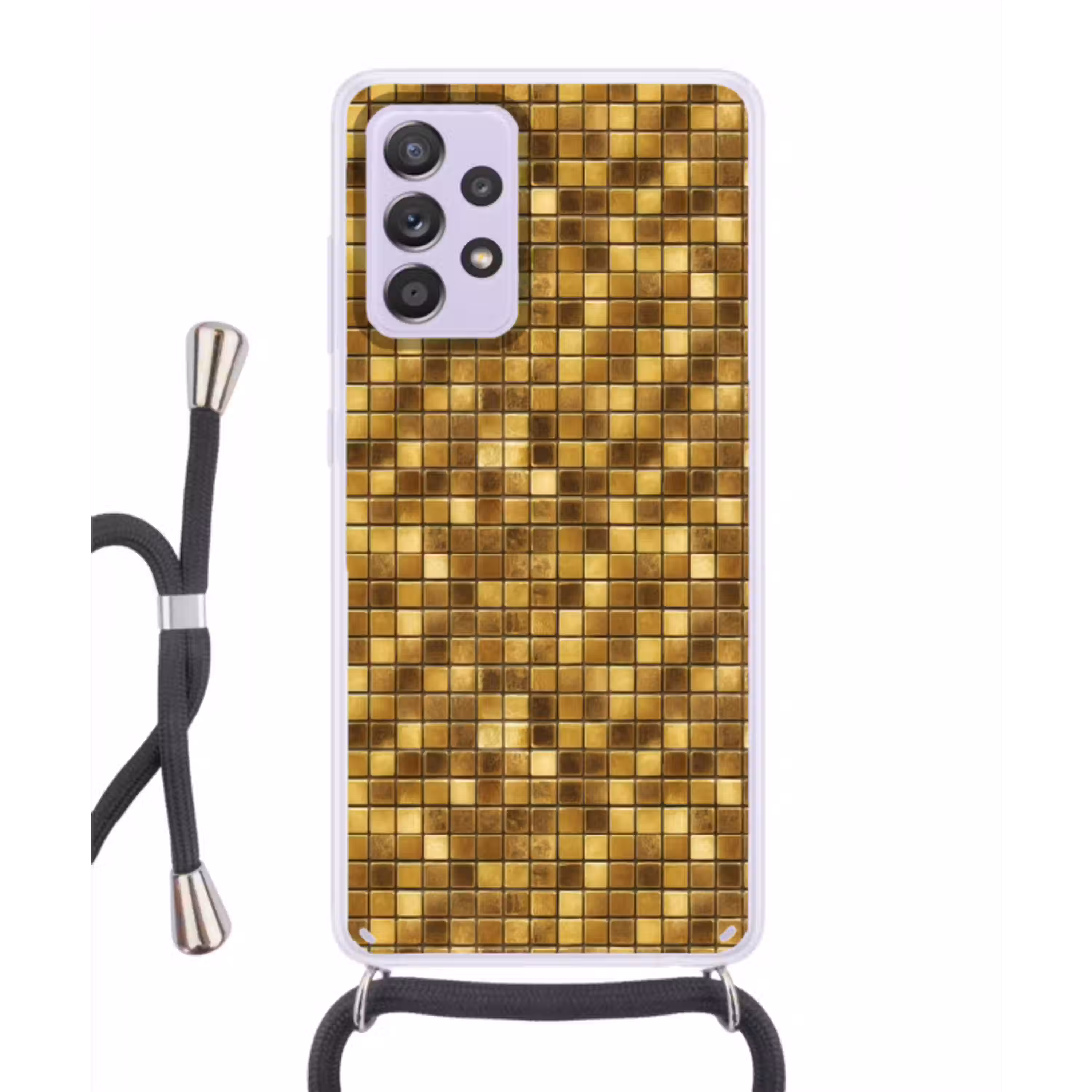 Tegels - Mozaïek - Luxe - Warm Goud Hoesje Samsung Galaxy A52 5G met koord klein 816 -3d