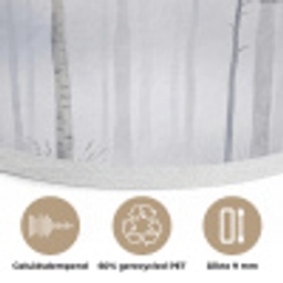 Bos - Bomen - Mist - Natuur - Illustratie - Grijs Akoestische PET Vilt - Rond klein -closeup_NL