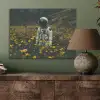 Astronaut - Bloemen - Veld - Geel PET vilt klein -sfeer2