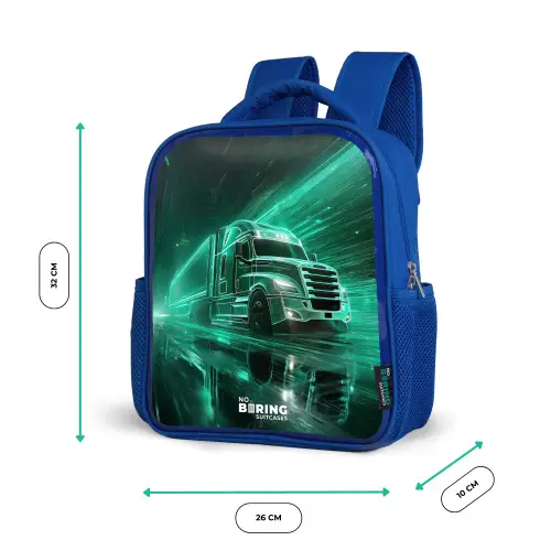 Vrachtwagen - Neon - Groen - Stad Kinderrugzak - Blauw middel -productfoto_formaten
