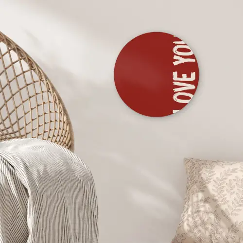 Schuin - Loveyou - Rood Wandcirkel kunststof plaat 5mm dik klein -sfeer5