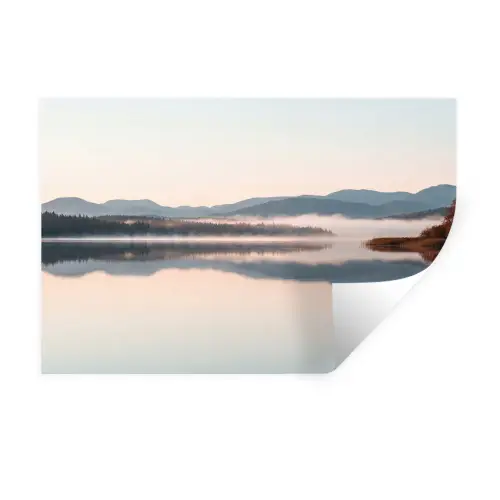 Water - Bomen - Mistlaag Muursticker klein -3d