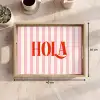 Hola - Quote -  Strepen - Pastel - Roze - Rood - Wit Dienblad Rechthoek middel -USP_Formaat