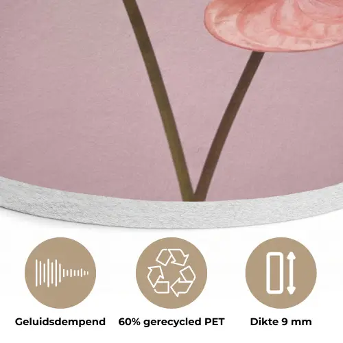Bloemen - Anthuriums - Geel - Roze Akoestische PET Vilt - Rond klein -closeup_NL