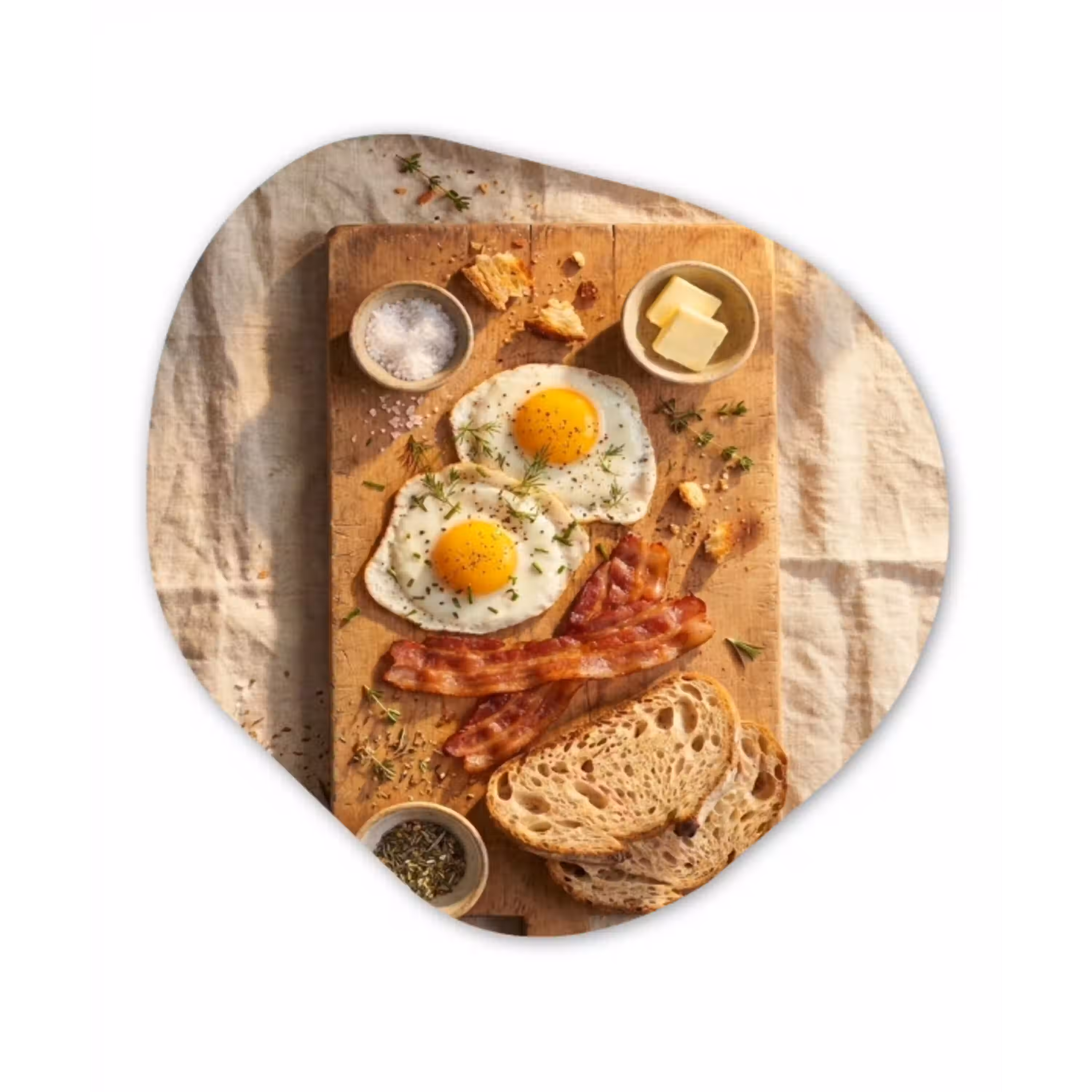 Eten - Ontbijt - Hout - Rustiek - Geel Wandcirkel Organisch Forex 3mm klein -3d