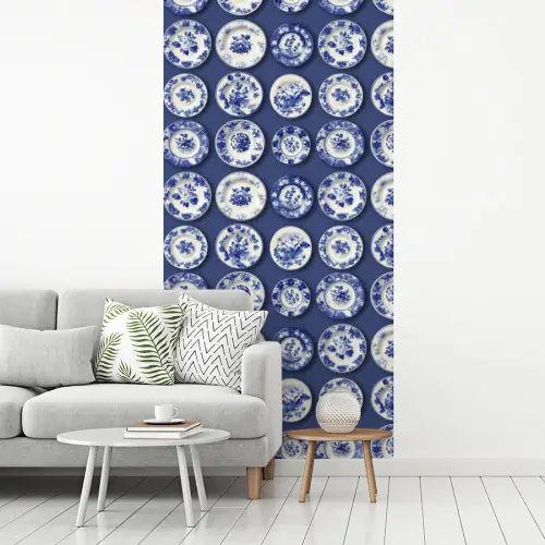 Borden - Floraal - Blauw fotobehang vinyl groot 64 -woonkamer