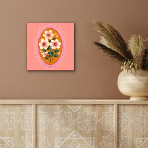 Illustratie - Bloemen - Rand - Roze aluminium wit klein -sfeer4