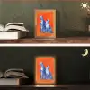 Luipaarden - Stippen - Oranje Light Box met kabel (Tafellamp) klein -sfeer3